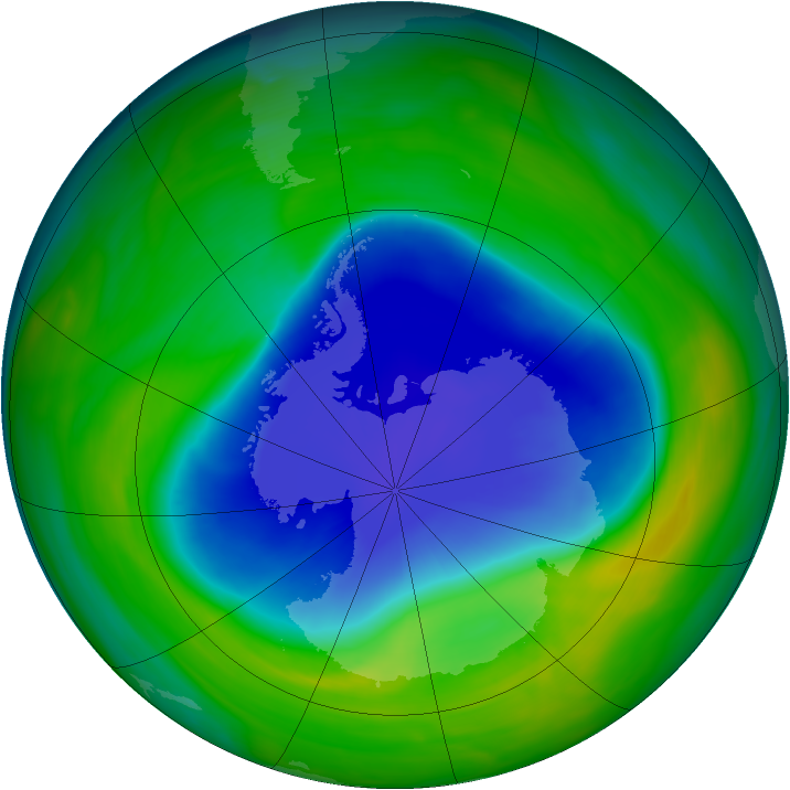 Antarctic ozone map for 08 November 2004